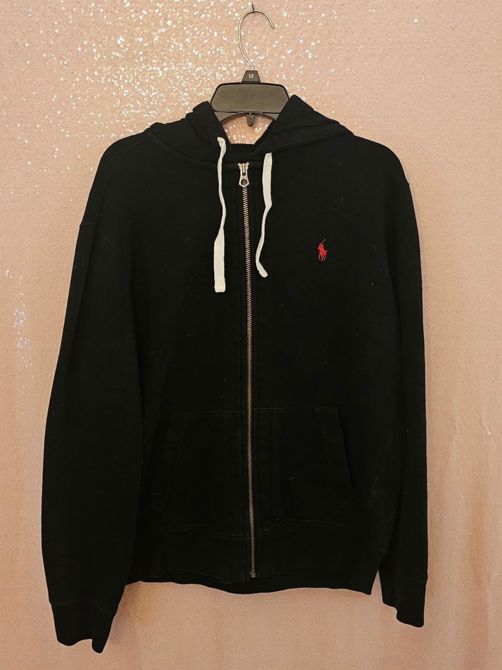 Polo by Ralph Lauren Black Zip-Up Sweatshirt with Red Pony